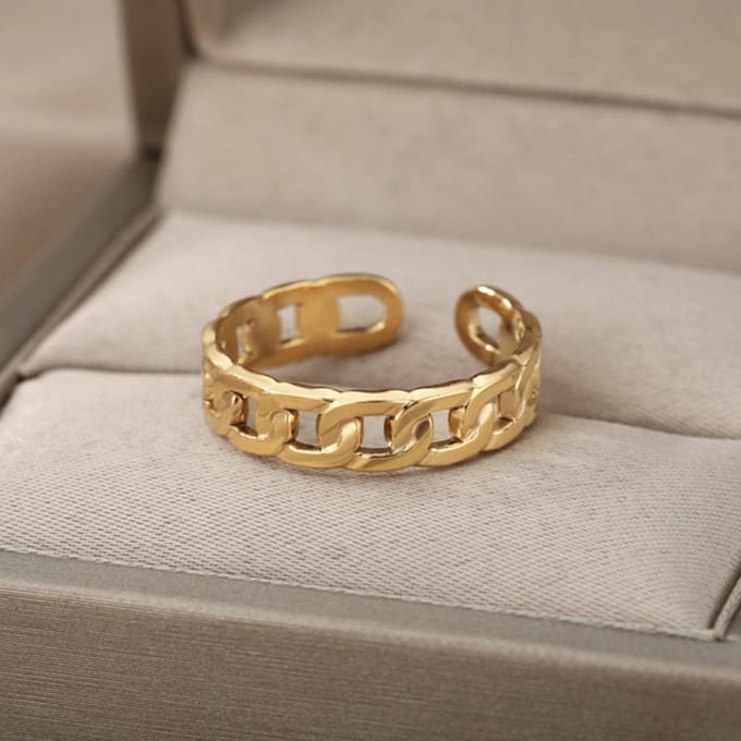 Hiden - Moderne Ring - Ringen Dames - Goudkleurig - Sieraden - Ringen set - Chain Ring