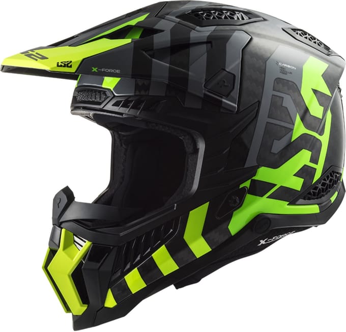 LS2 Mx703 C X-Force Barrier H-V Geel Groen Offroad Helm - Maat L - Helm