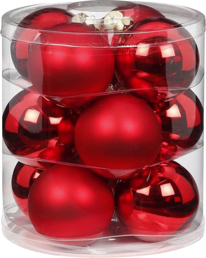 Inge Christmas Goods Kerstballen - 36x stuks - rood - 8 cm - Kerstboomversiering - kerstversiering
