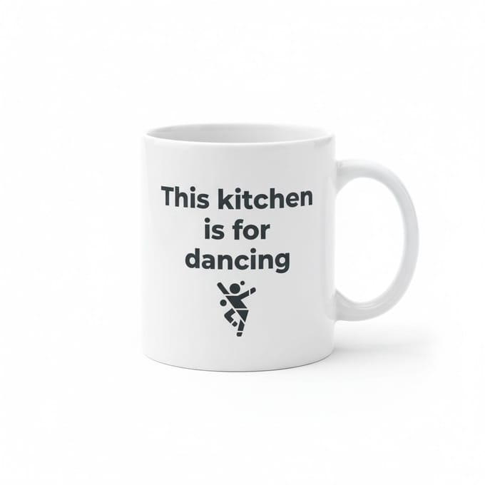 This Kitchen Is for Dancing Mok – Leuke Woon Quote Koffiemok – 330 ml Keramische Mok