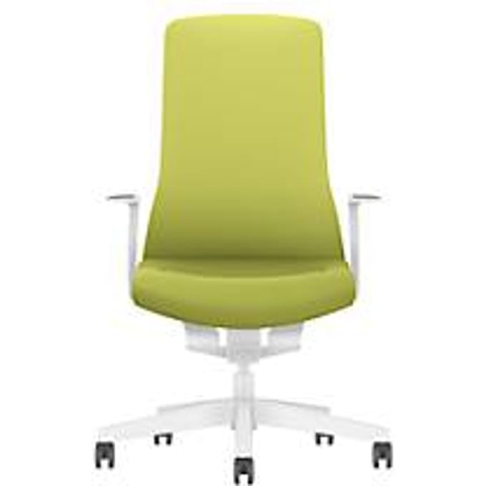 Interstuhl bureaustoel PUREis3, vaste armleuningen, 3D auto-synchroonmechanisme, kuipzitting, gestoffeerde rug, meigroen/wit