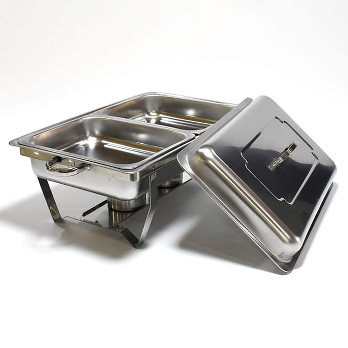 Buffet Warmer Server 2 Bak Chafing Dish Buffet Set Roestvrij Staal Voedselwarmer voor Hotel gray