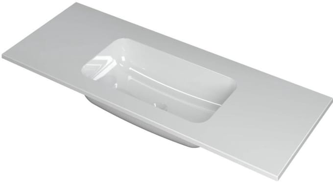 INK Faktor Wastafel Polystone Midden Zonder Kraangat - 1200x450x15 mm - Glans Wit