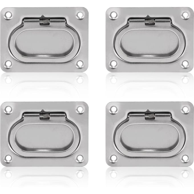 4 stuks Inbouw Ring Trek Dek Lift Deksel Handvat 316 Roestvrij Staal Vierkant voor Boot Schip white