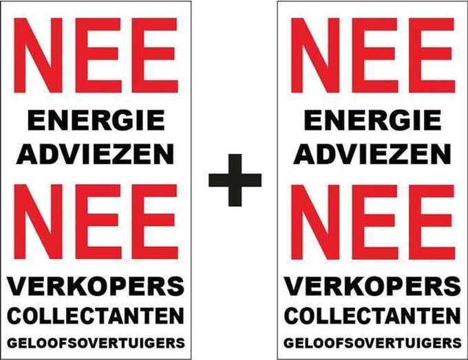 Brievenbussticker - Nee energie advies - Nee verkoop aan de deur.