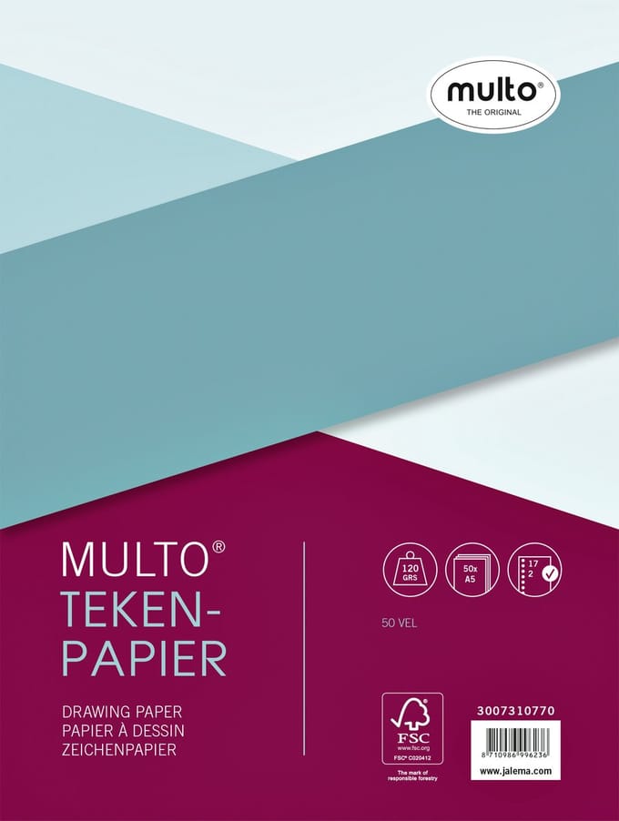 Interieur multo 17-gaats tekenpapier 120gr 50v | 5 stuks