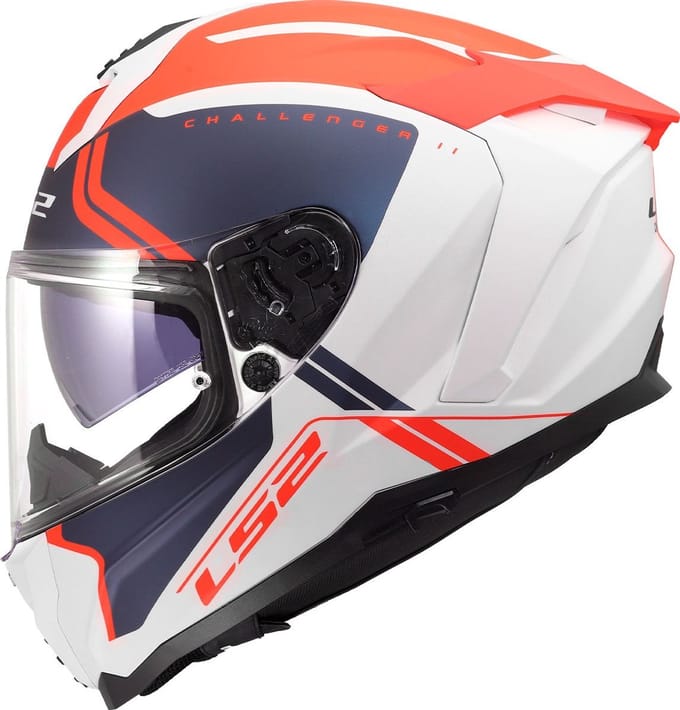 LS2 FF817 Challenger II helm Titan mat wit blauw rood