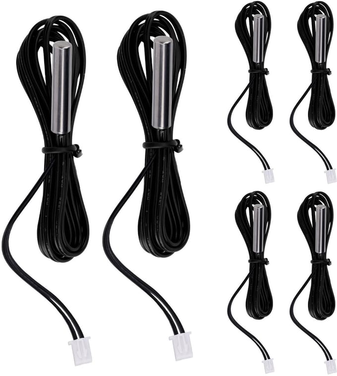 Dailygoods- Temperatuursensor 10K 3950 NTC - 6 Stuks - Waterdicht - Connector - Thermistortemperatuursensor - 100 cm lengte - Thermistor