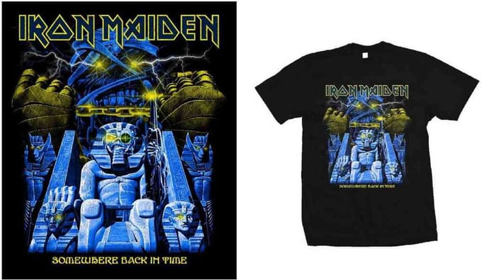 Iron Maiden - Back In Time Mummy Heren Tshirt - M - Zwart
