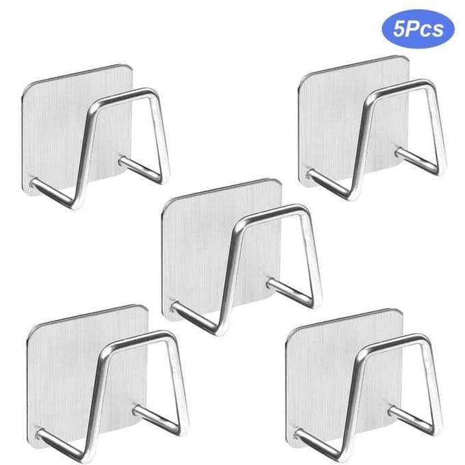 Porte-éponge - JF-ENG - 5 Pcs - Acier inoxydable 304 - Auto-adhésif - Étanche