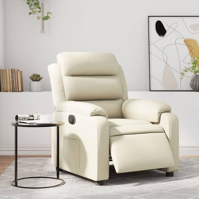 vidaXL - Fauteuil - elektrisch - verstelbaar - kunstleer - crèmekleurig