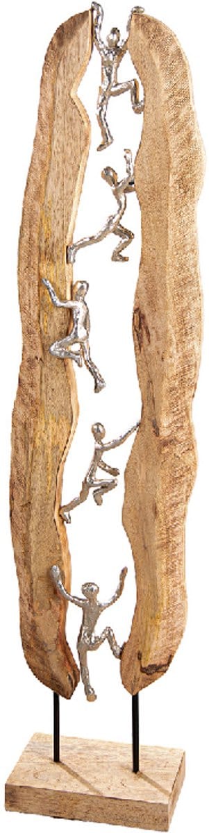 Sculptuur - Op naar de top - Beeld - Mango hout - Alluminium - Hout - 100 cm hoog - Decoratief beeld