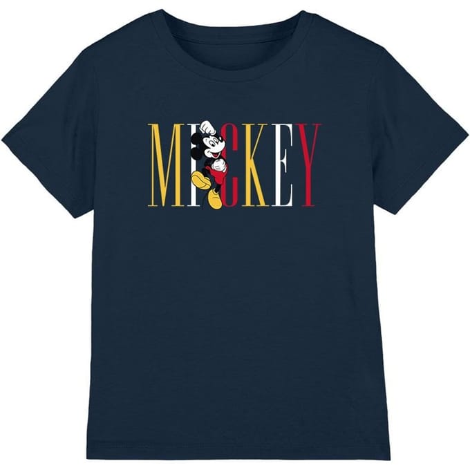 Disney Kinderen/Kinderen Mickey Mouse Multicolour Naam T-shirt (Marine)