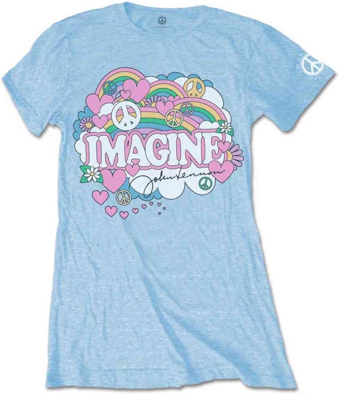 John Lennon - Rainbows, Love & Peace Dames T-shirt - XS - Blauw