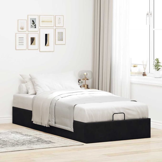 vidaXL - Bedframe - zonder - matras - 80x200 - cm - fluweel - zwart