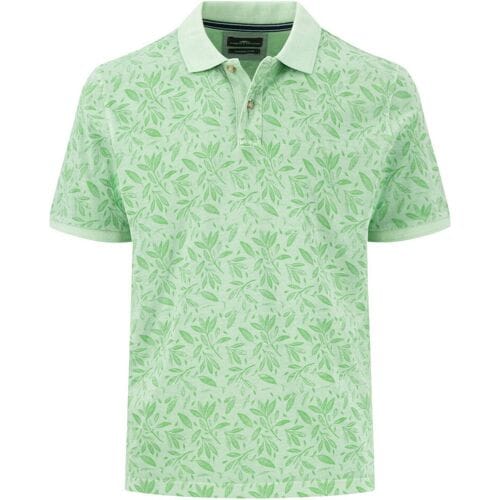 Fynch-Hatton Polo Soft Wash Sunfaded Garment Dyed Leaves Pattern Turf Green / male