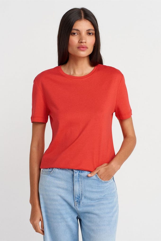 Dames Katoen Modal Rondhals T-Shirt
