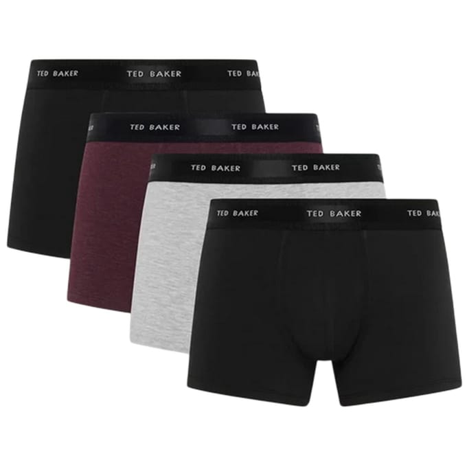 Ted Baker Effen boxershorts voor heren (Set van 4) (Zwart/Multikleurig)