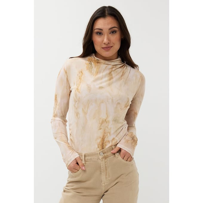 EsQualo Top Marble Mesh Print Größe: S | Longsleeves Outlet | Damen