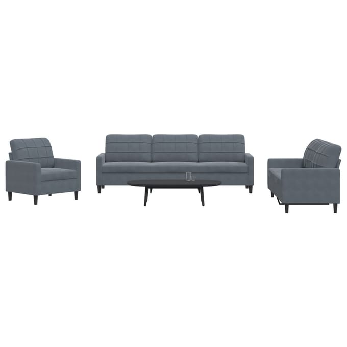 vidaXL - 4-delige - Loungeset - met - kussens - fluweel - donkergrijs