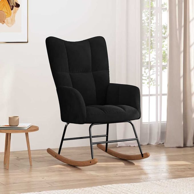 vidaXL Schommelstoel Velvet - Zwart, 61 x 78 x 98 cm
