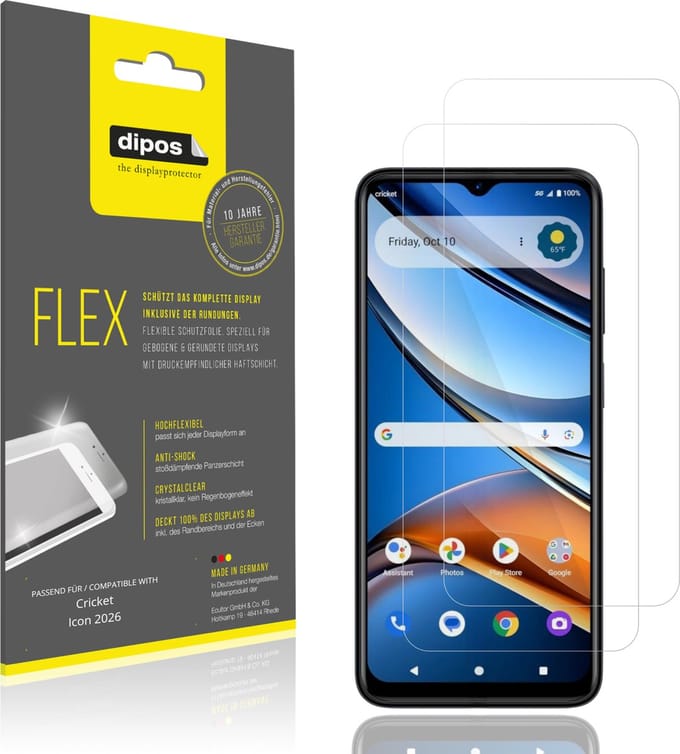 dipos – 2x Beschermfolie geschikt voor Cricket Icon 2026 | 3D Full Cover Screenprotector | 100% Passend