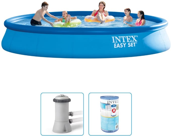 Intex - Easy Set - Opblaaszwembad - Ø 457 x 84 cm - Inclusief Filterpomp & Filter
