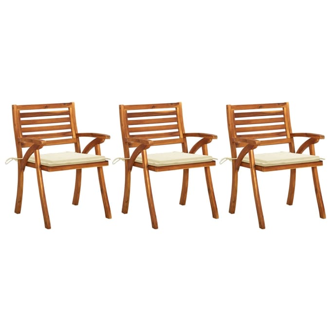 vidaXL - Tuinstoelen - 3 - st - met - kussens - massief - acaciahout