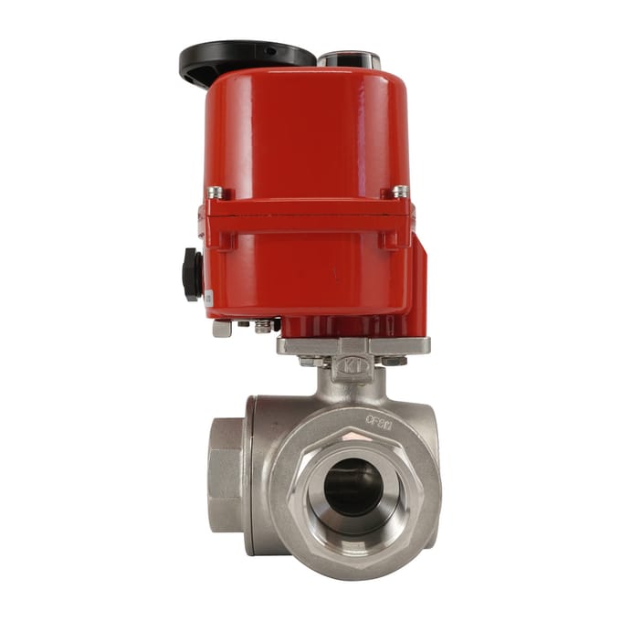1 1/4 inch binnendraad 3-Weg RVS Kogelkraan (L-bore) 24 V AC/DC - BL3SAL-114-AG-550-B