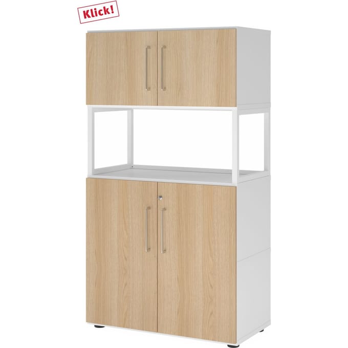 FlexWall | 4 OH | 2x deuren + frame | met verstelbare poten - Wit/Eiken