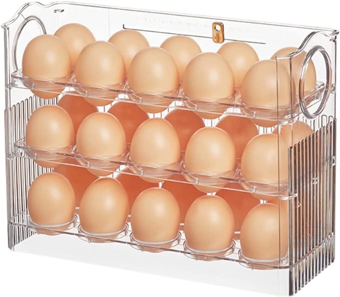 Eierhouder voor Koelkast, 30 Eieren Opslagcontainer, Organisator voor Koelkastdeur, Ruime Eierschaal voor Efficiënte Bewaring