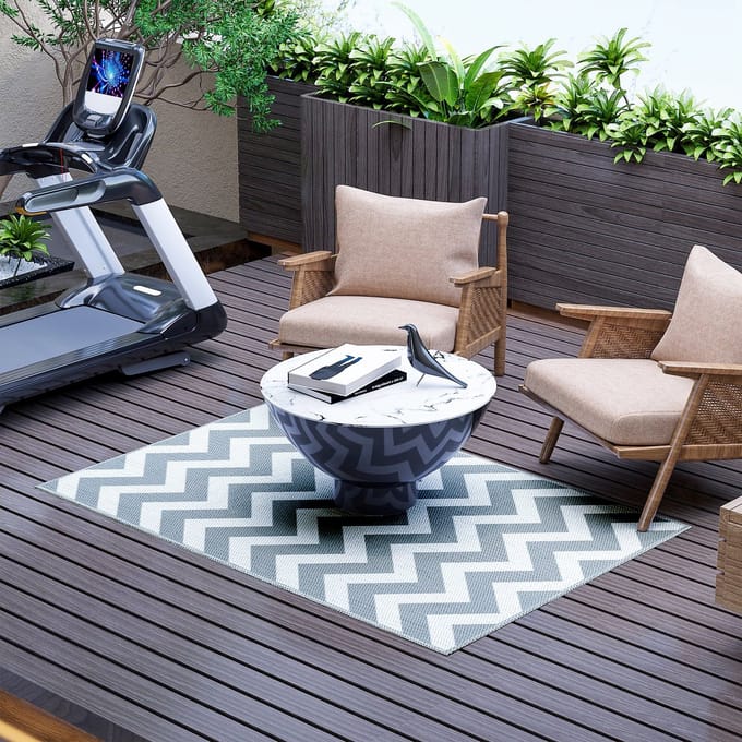Outsunny Outdoor Teppich 310g/m² PP Hellgrau+Weiß