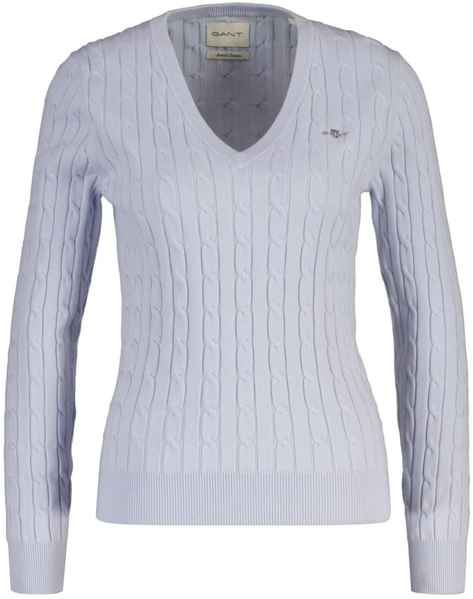 GANT Gebreide trui STRETCH COTTON CABLE V-NECK