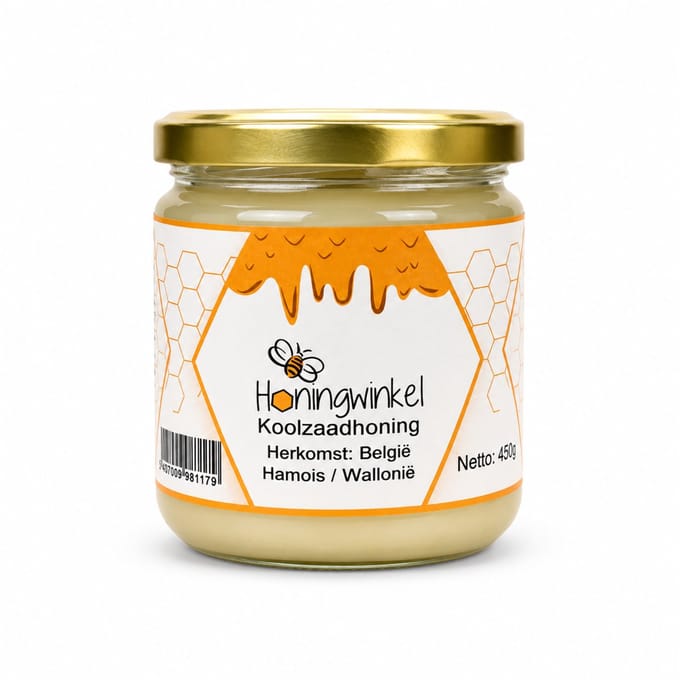 Koolzaadhoning 450g België Honingwinkel (crème)