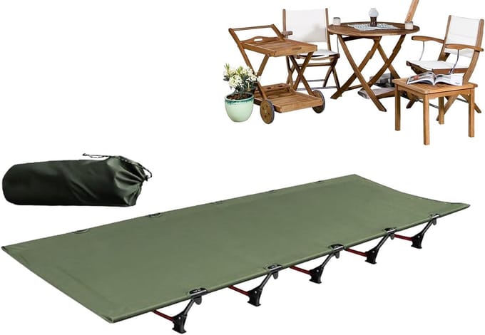 Kampeerbed - Opvouwbaar bed - Outdoor rust - Duurzame constructie - 192x65x16cm