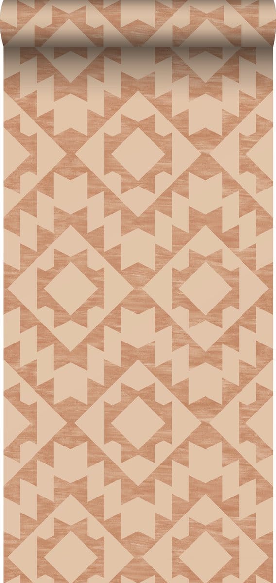 ESTAhome behang Marrakech aztec tapijt terracotta - 53 cm x 10.05 m - 139551