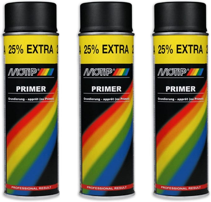 Motip primer - grondverf - spuitbus - zwart - sneldrogend - 3 x 500 ml
