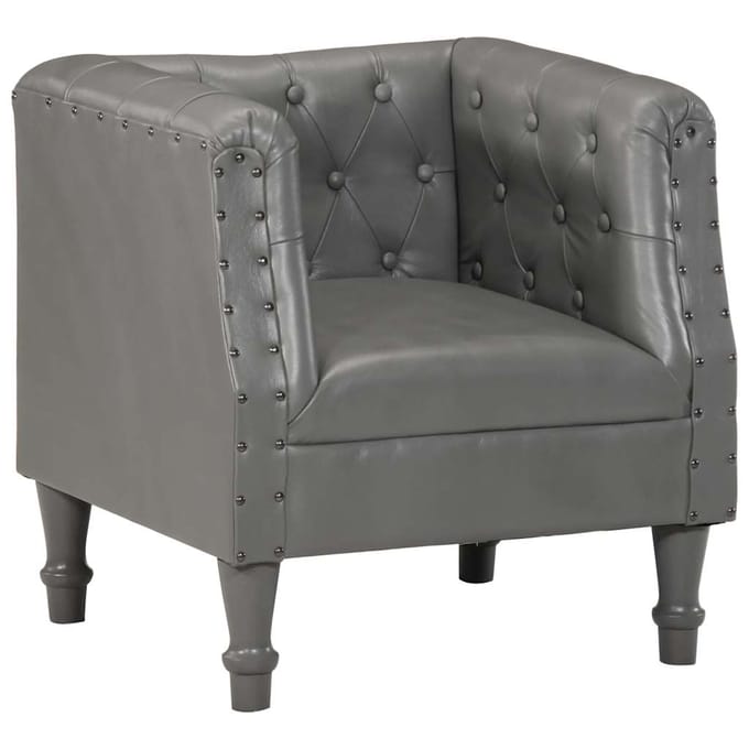 vidaXL Fauteuil echt leer grijs