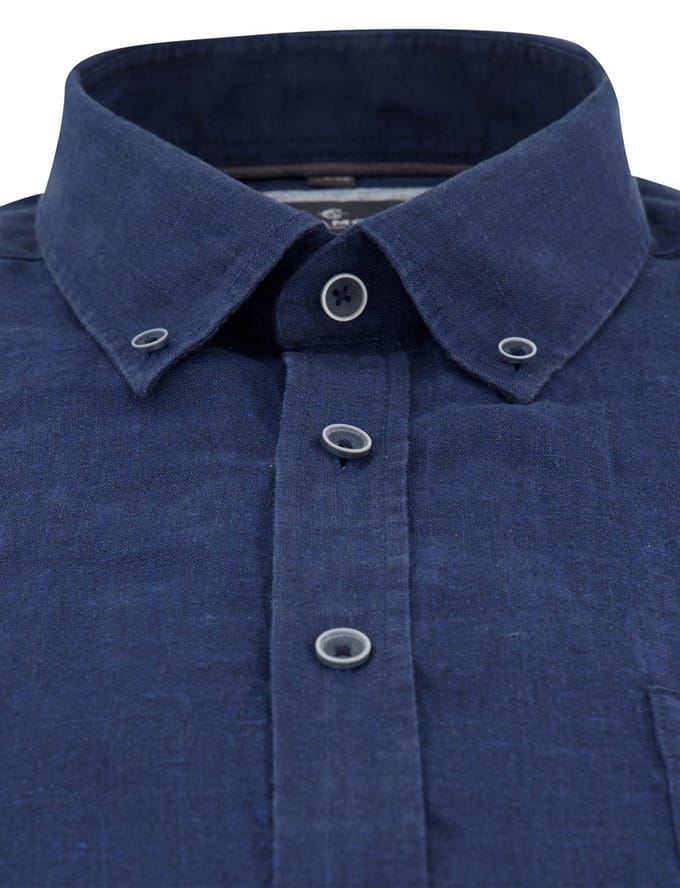 Linnen overhemd Casa Moda Casual Fit donkerblauw