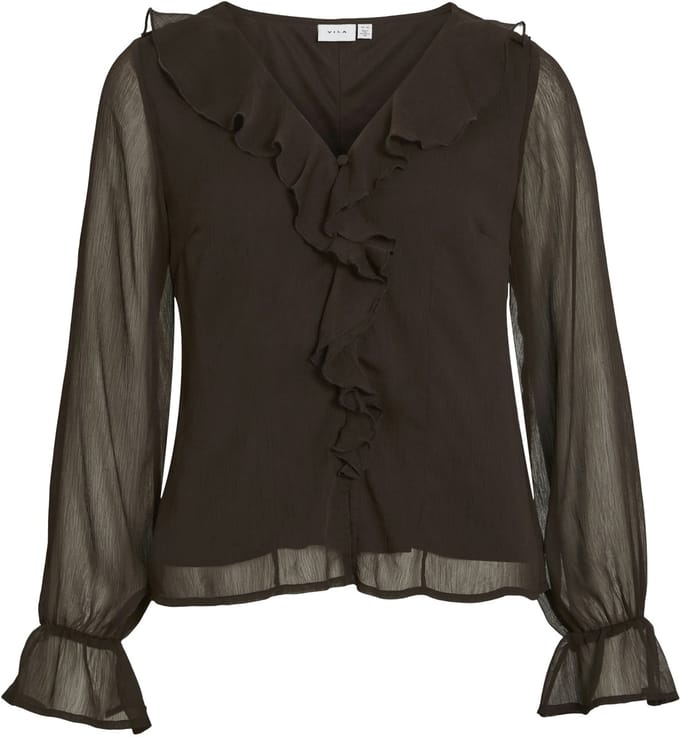 VILA - VISILJA L/S V-NECK FRILL TOP / #8 - Dames - Blouses