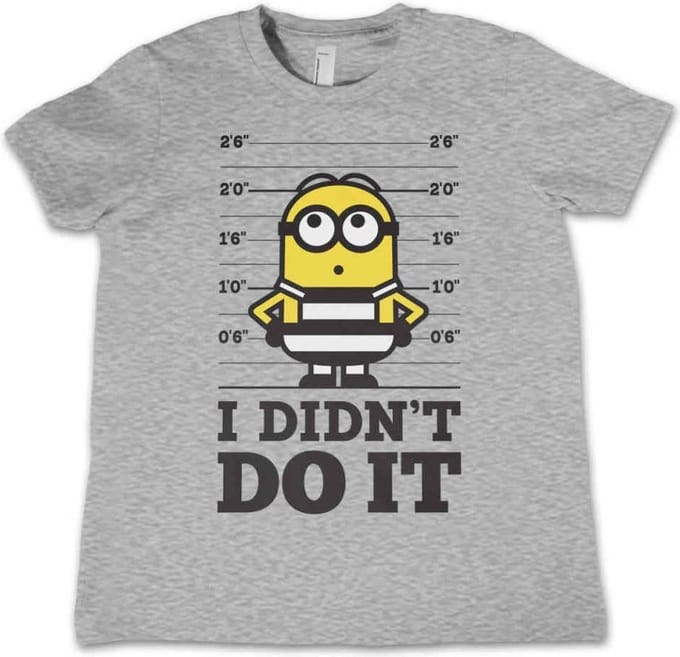 Minions Kinder Tshirt -Kids tm 4 jaar- I Didn't Do It Grijs