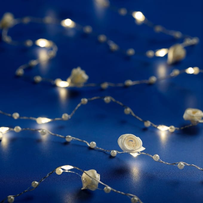 Micro LED string met roosjes - 190 cm lang - 20 LED's