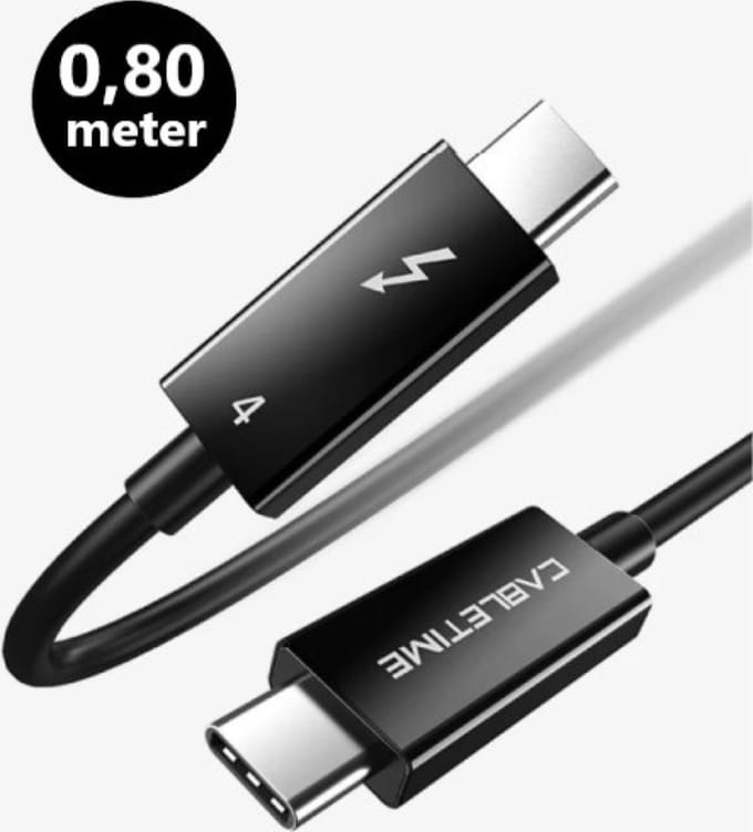 Cabletime - Thunderbolt 4 kabel - USB C naar USB C - 8k 60HZ - 0,80 meter