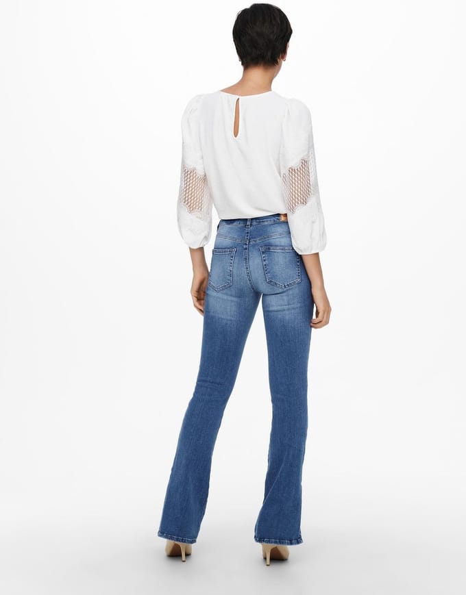Onlhush Life Mid Flared Slit Dnm Az 15244711 Light Medium Blue Denim