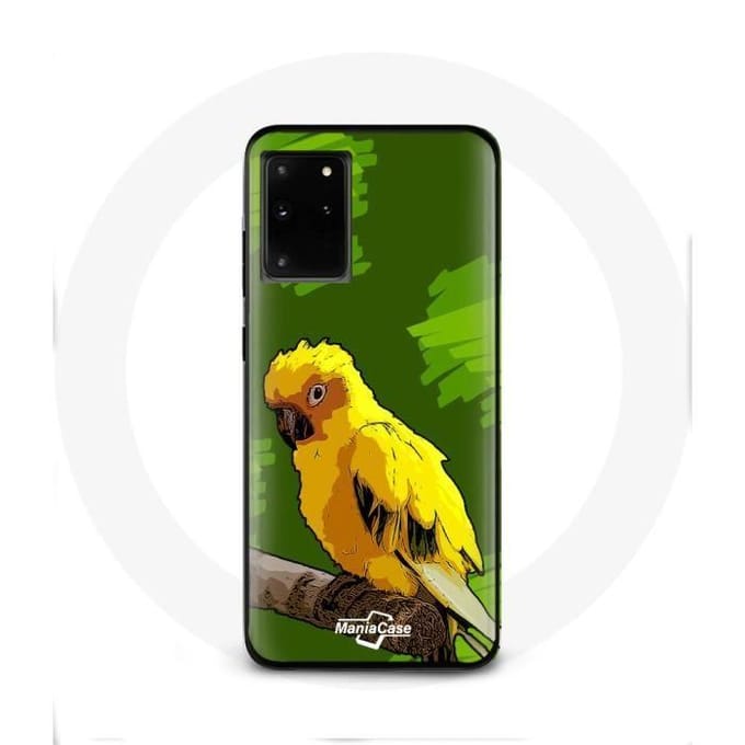 Case voor Samsung Galaxy S11 Plus Gele Parkiet Vogels Groene Achtergrond