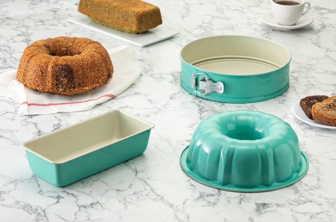 Nandy Arven Set van 3 | Cakevorm | Tulbandvorm | Springvorm | Anti Aanbak | Graniet coating |Mint