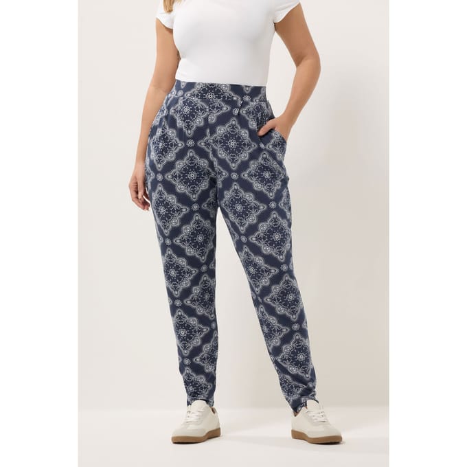 Yours Marineblauwe Harembroek Met Bandanaprint Size 50-52