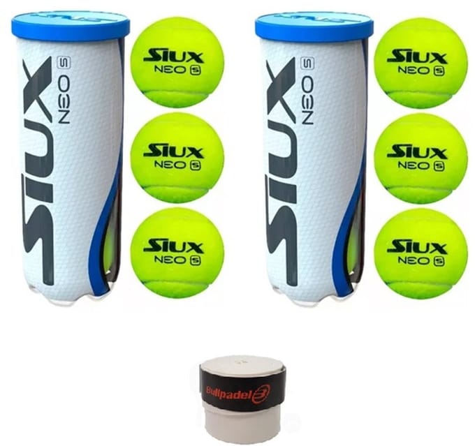 Siux Neo Speed padelballen padel 2 blikken 6 ballen + grip