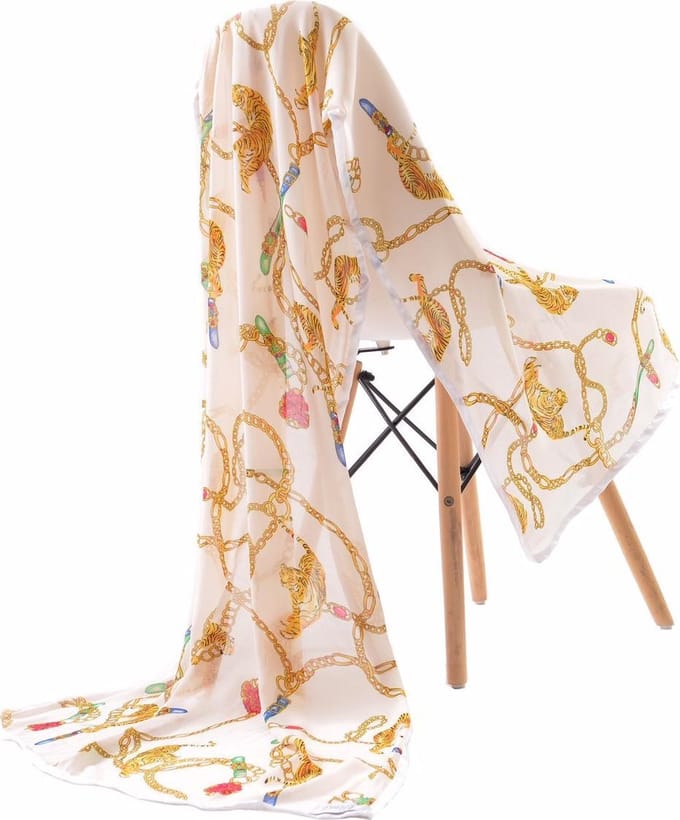 Emilie Scarves Sjaal Chiffon Tijgers - Wit - 200*65CM