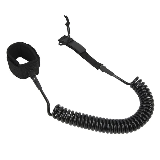 Leash de Surf TPU Haute Élasticité Noir Réglable Enroulé Corde de Jambe de Surf pour Planches à Pagaie black